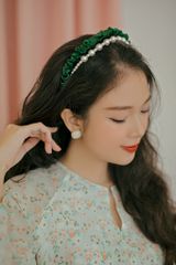 Cài tóc Organza hạt ngọc