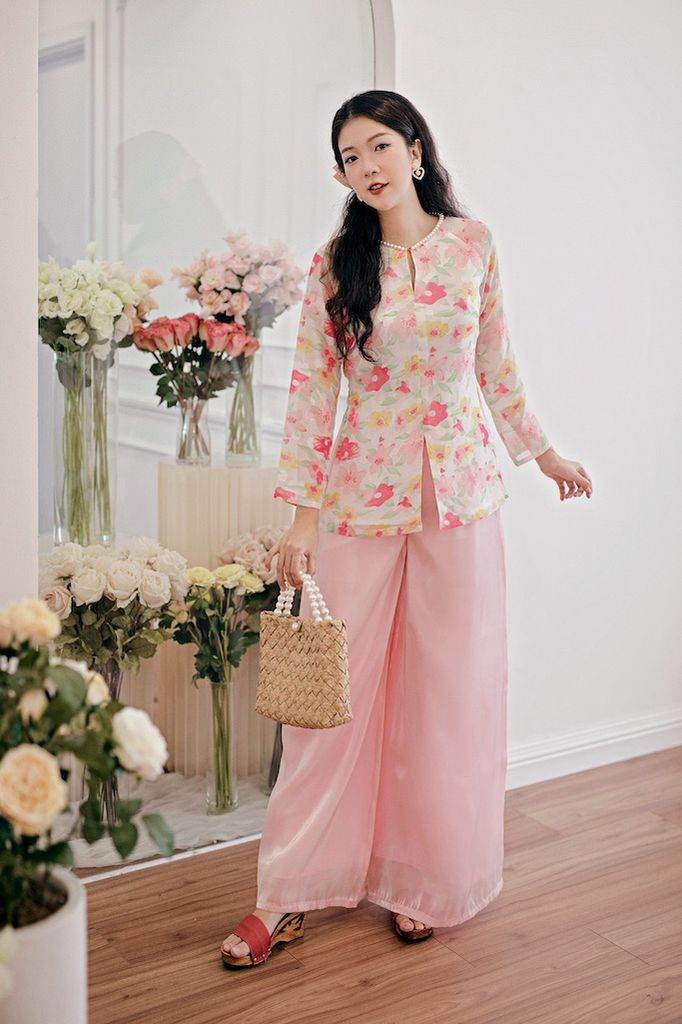 Áo bà ba Cách tân Út Hoa - Vàng hồng