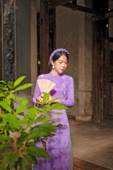 Áo dài Truyền thống Gấm Khuê Gia - Tím