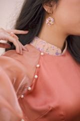 Hoa tai DN136 Đất nung hoa ngũ sắc khoen tròn