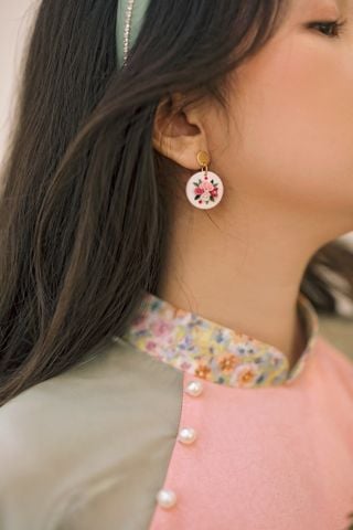 Hoa tai DN129 Đất nung hoa hồng tím