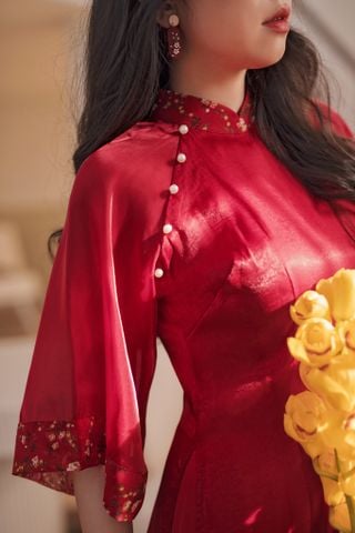 Hoa tai DN138 Đất nung hoa đỏ đô