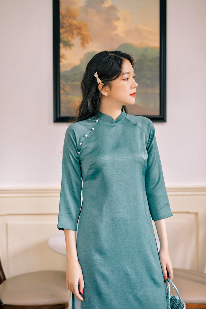 Áo dài Dáng xưa Yên Phụng - Xanh ngọc
