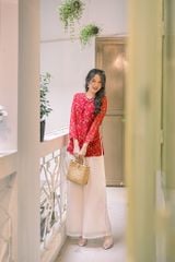 Áo bà ba Cách tân Út Ráng - Hoa đỏ