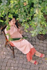 Áo dài Dáng xưa Yên Phụng - Cam nhạt