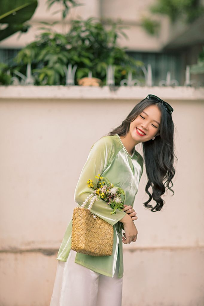 Áo bà ba Cách tân Út Xinh - Xanh cốm