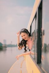 Đầm yếm Hoa Niên Ca - Cam ánh đào