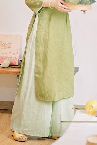 Quần linen Trúc Chi có túi - Xanh matcha