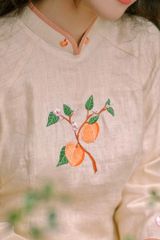 Áo dài linen Thêu tay Đào Hoa