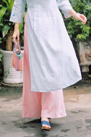 Quần linen Trúc Chi có túi - Hồng pastel