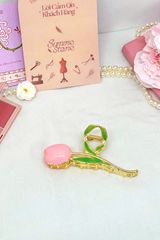Kẹp tóc KE-009 kim loại cành hoa tulip Hà Lan hồng