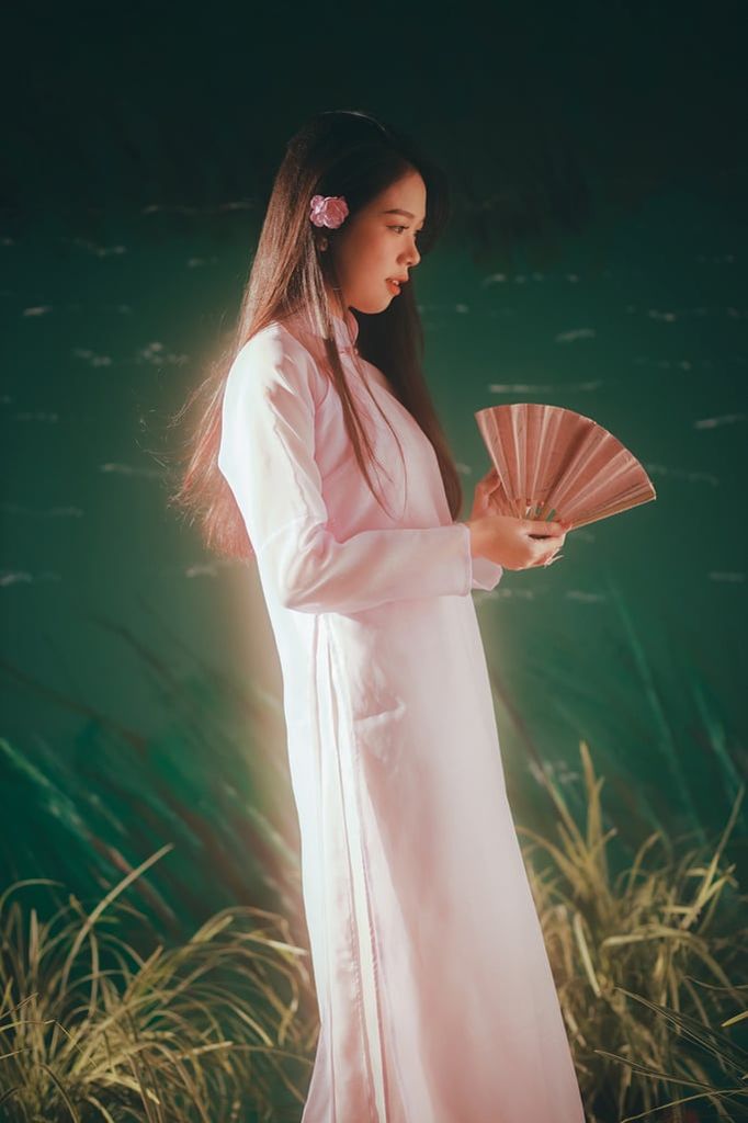 Áo dài Kiểu Xưa Xuân Đình Nguyệt - Hồng hoa đào