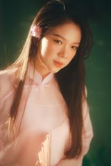 Áo dài Kiểu Xưa Xuân Đình Nguyệt - Hồng hoa đào