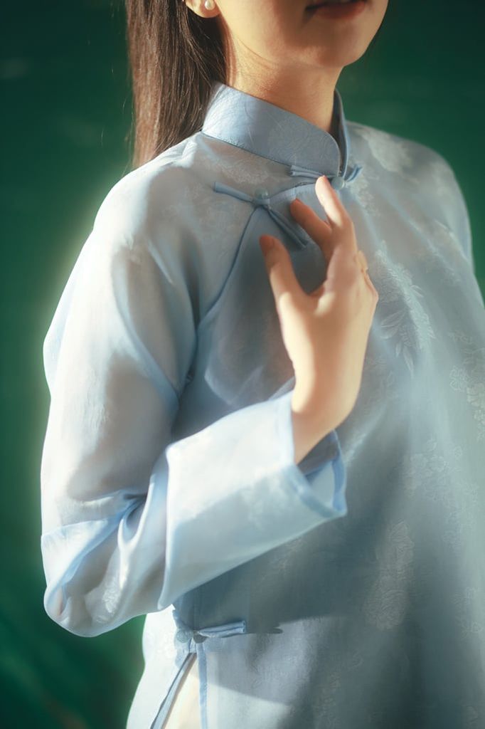 Áo dài Kiểu Xưa Xuân Đình Nguyệt - Xanh trời trong