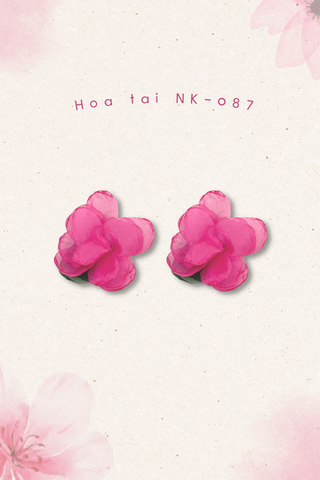 Hoa tai NK-087 hoa vải hồng đậm