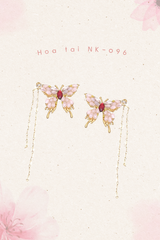 Hoa tai NK-096 bướm hồng đính hạt đá lấp lánh