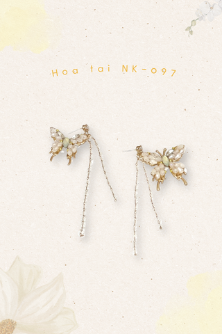 Hoa tai NK-097 bướm trắng đính hạt đá lấp lánh
