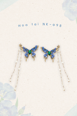 Hoa tai NK-098 bướm xanh trời đính hạt đá lấp lánh