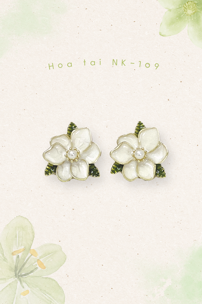 Hoa tai NK-109 hoa ly đính nhụy hạt ngọc
