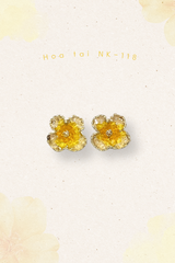 Hoa tai NK-118 hoa 4 cánh vàng lấp lánh