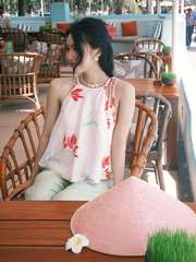 Nón lá bọc vải Chè hoa bưởi - Gấm hồng nhạt