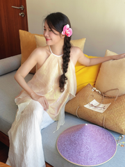 Nón lá bọc vải Chè hoa bưởi - Gấm tím nhạt