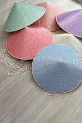 Nón lá bọc vải Chè hoa bưởi - Gấm xanh biển