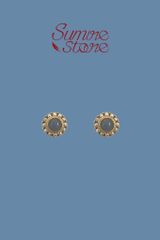 Hoa tai D1635 Đá xám tròn viền ngọc