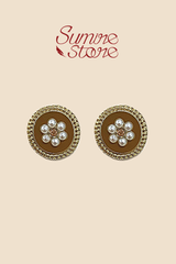 Hoa tai D1901 Hình tròn hạt ngọc bông hoa