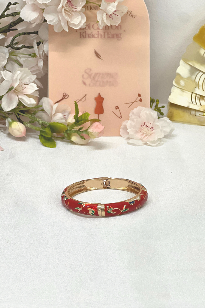Vòng tay VO-037 Phụng Nghi đỏ cành hoa đôi - 8mm