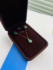 Vòng cổ vàng 10K mặt đá Achates màu Green size 10x7x3 11x7x3 HRBD-013