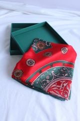 Gam Son mot thuo - Scarlet Weave of a Time - Silk Scarf - Red, 90x90cm
