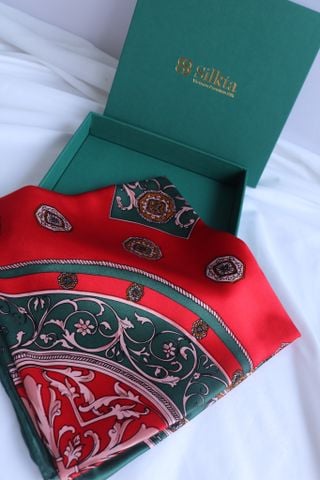 Khăn lụa tơ tằm tự nhiên Việt Nam Màu Đỏ