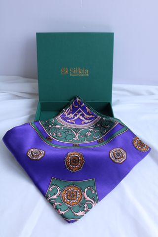 Vietnamese Natural Silk Scarf - Purple, 90x90cm