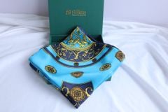 Khăn lụa tơ tằm tự nhiên Việt Nam Màu Xanh Blue 90*90cm