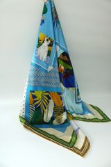 Khăn lụa tơ tằm tự nhiên Việt Nam Giấc mộng xuân - màu xanh