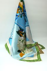 Khăn lụa tơ tằm tự nhiên Việt Nam Giấc mộng xuân - màu xanh