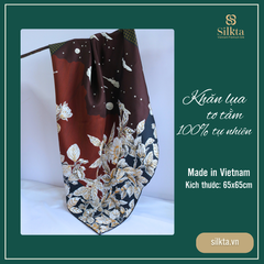 Khăn lụa tơ tằm tự nhiên Việt Nam Nguyệt quang chiếu hạ hoa viên