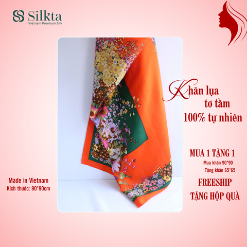 Silkta Silk Scarf - Melody of Spring Sunshine 90x90cm