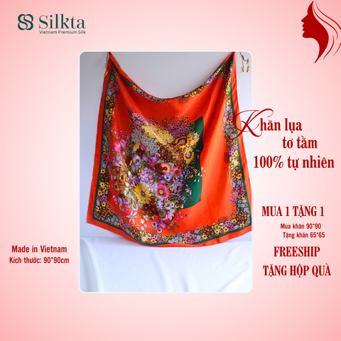Silkta Silk Scarf - Melody of Spring Sunshine 90x90cm