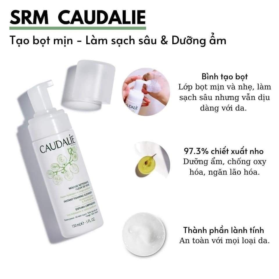 Sữa rửa mặt tạo bọt Caudalie Instant Foaming Cleanser