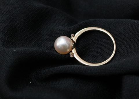 Trang sức nhẫn K10YG ngọc trai Akoya 8-8.5 HRNT- 040