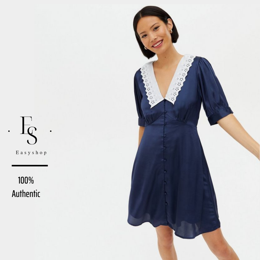 Váy đầm hàng hiệu New Look navy satin size 8 mã 8047812 Authentic Easyshop
