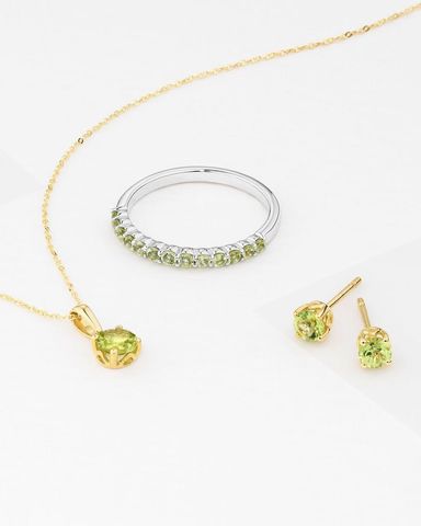 Set trang sức vòng cổ - hoa tai - nhẫn Đá Citrine