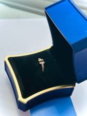 Nhẫn vàng hồng 18K 12 kim cương tấm tự nhiên