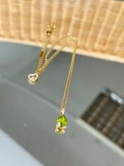 Mặt dây vòng cổ vàng 10K mặt đá Peridot sz 8.5x7 HRBD-004