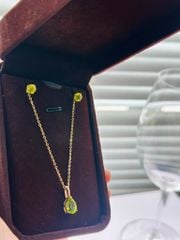 Mặt dây vòng cổ vàng 10K mặt đá Peridot sz 8.5x7 HRBD-004