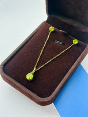 Hoa tai vàng 10K mặt đá Peridot sz 5.5 HRBD-004