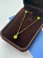 Mặt dây vòng cổ vàng 10K mặt đá Peridot sz 8.5x7 HRBD-004