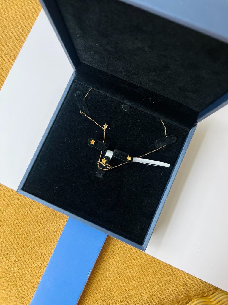 Hoa tai vàng 10K mặt đá Citrine sz 5X3.3 HRBD-002
